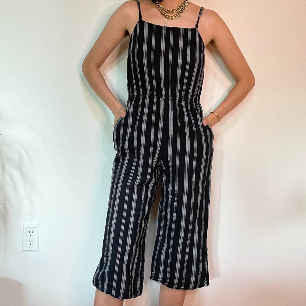 Black and grey striped overalls/jumper/onesie/jumpsuit - Picture 1 of 2
